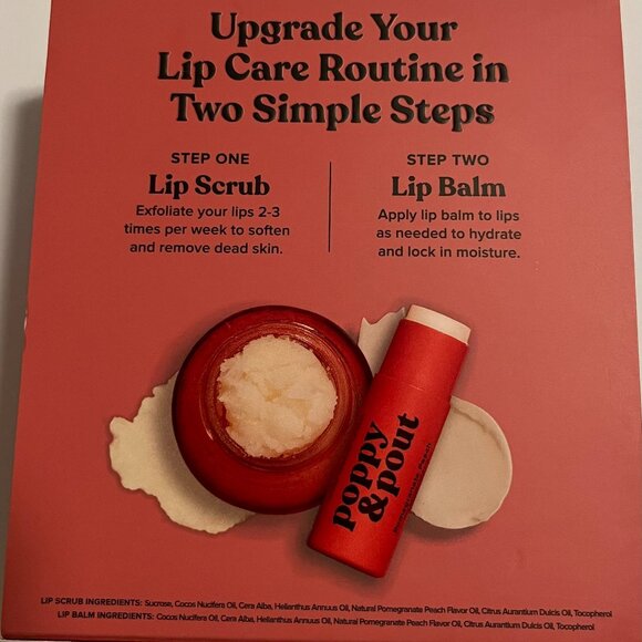 PRICE DROP Poppy & Pout 100% Natural Pomegranate Peach Lip Care Duo - Picture 5 of 5